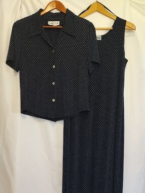 Ronni Nicole Navy with White Dot Two-Piece Set